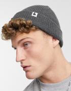 Jack & Jones Knitted Short Rib Beanie In Charcoal-grey