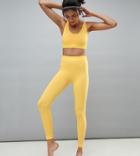 Asos 4505 Tall Seamless Yoga Legging With Leopard Panels - Yellow