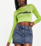 Collusion Denim Y2k Belt Skirt In Blue