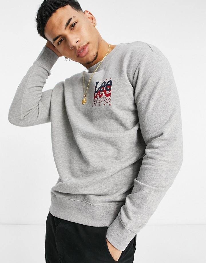 Lee Small Logo Crew Neck Sweatshirt In Gray-grey