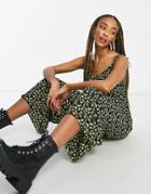 Asos Design 90s Tie Shoulder Jumpsuit In Yellow Floral-multi