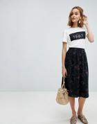 Vero Moda Floral Printed Midi Skirt - Black