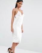 Club L Velvet Cami Strap Midi Dress - White