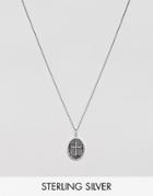 Asos Design Sterling Silver Necklace With Embossed Cross Pendant - Silver