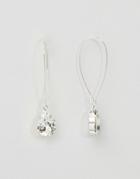 Krystal Swarovski Crystal Pear Drop On Long Earwire Earring - Silver