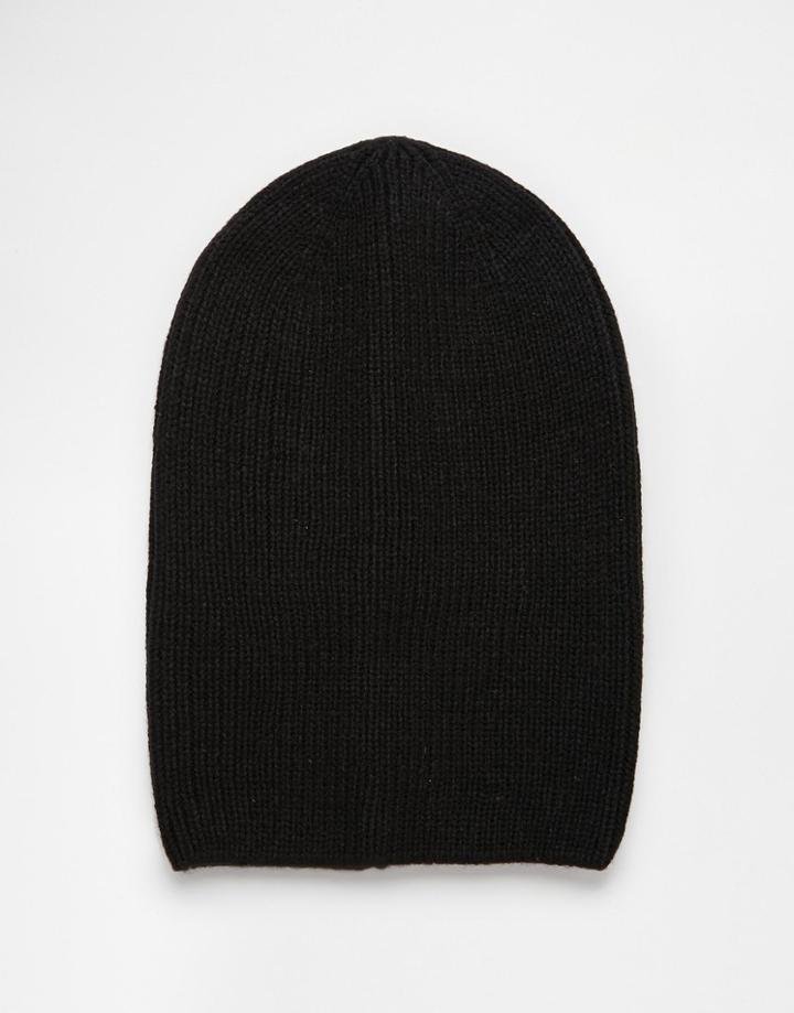Asos Slouchy Beanie Hat In Black - Black