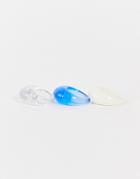 Asos Design Pack Of 3 Domed Rings In Blue Cream And Glitter-multi