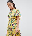 John Zack Petite Floral Tea Dress With Open Back - Multi