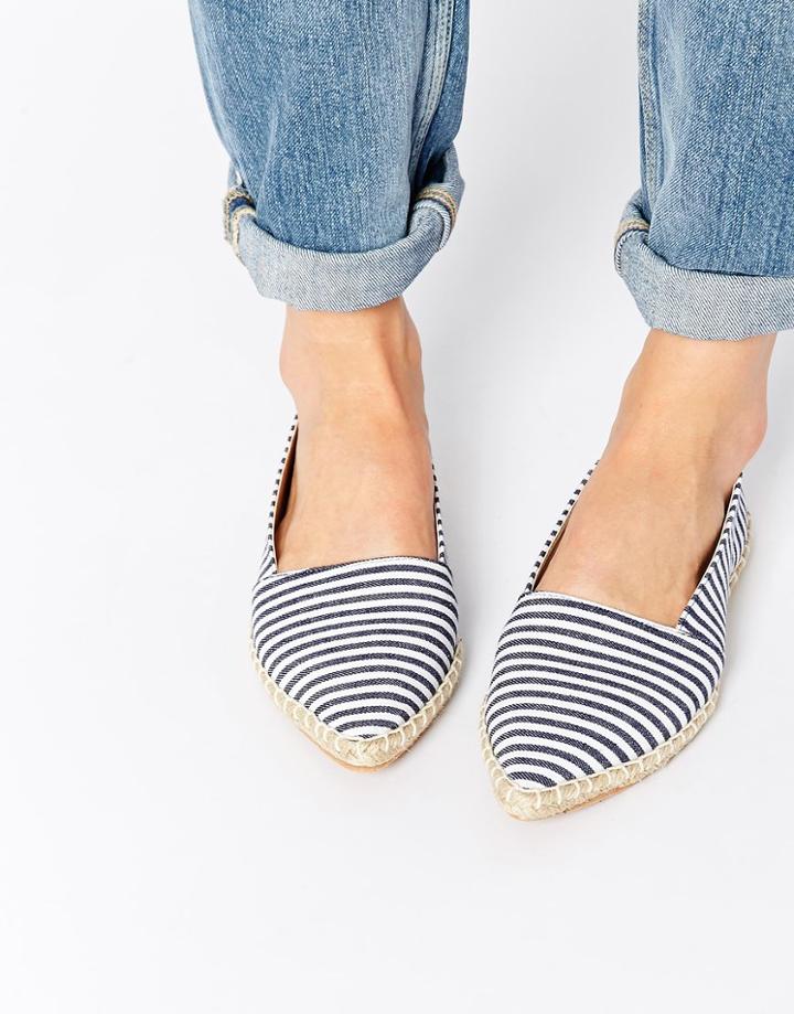 Park Lane Stripe Point Espadrilles - Fine Navy Stripe