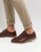 Asos Derby Shoes In Brown Faux Leather With Natural Sole - Brown