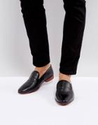 Asos Loafers In Black Leather With Emboss Detail - Black