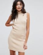 Endless Rose High Neck Textured Bodycon Dress - Pink