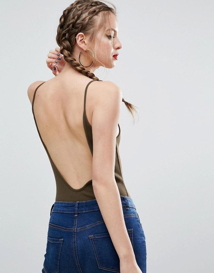 Asos Cami Body With Scoop Back - Green
