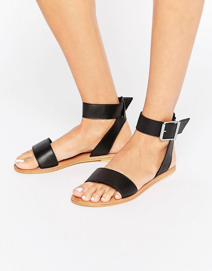 Asos Fleek Leather Two Part Sandals - Black