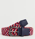 Asos Design Plus Slim Woven Belt In Red White And Blue - Multi