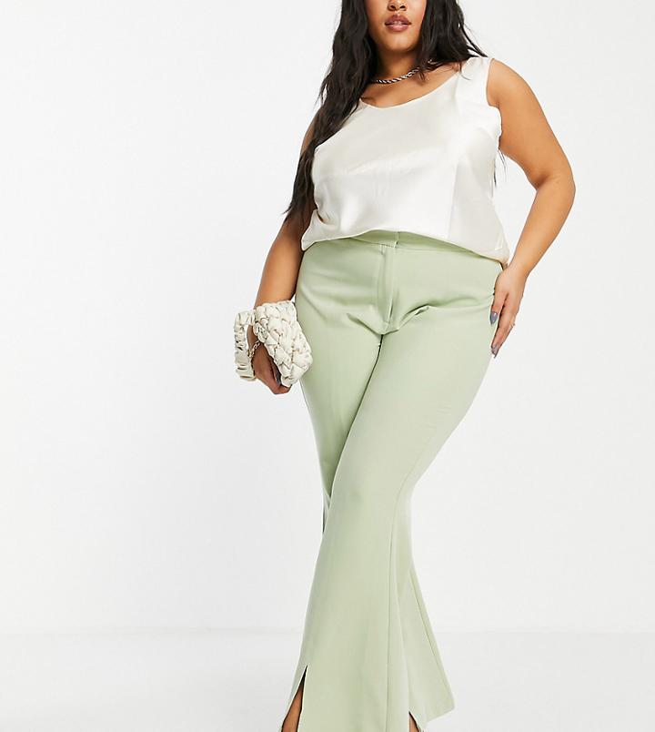 Extro & Vert Plus Flare Leg Pant In Leaf Green - Part Of A Set