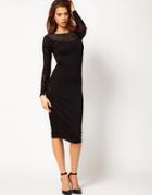 Asos Midi Dress With Flocked Mesh - Red