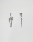Asos Crystal Charm Swing Earrings - Silver