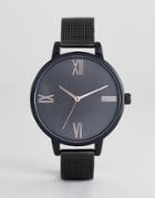 Asos Design Tonal Black Mesh Watch - Black