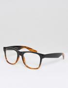 Jeepers Peepers Square Clear Lens Glasses In Black/brown - Black