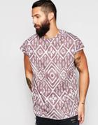 Asos Oversized Sleeveless T-shirt In Festival Batik Print - Brown