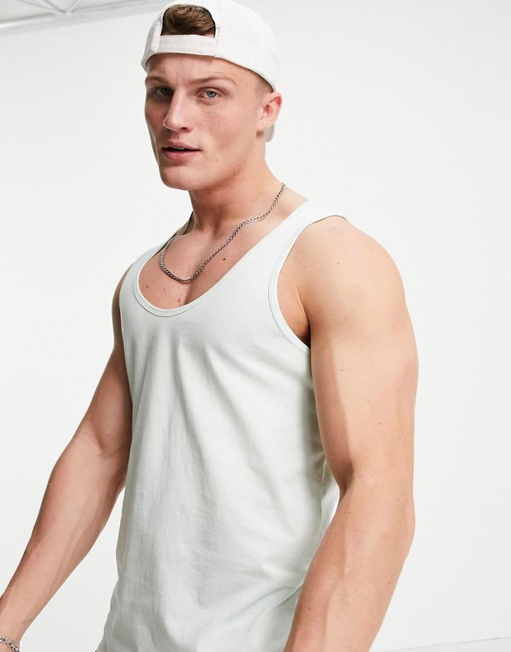 Asos Design Organic Tank In Light Blue-blues