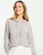 Loungeable Soft Knit Lounge Hoodie In Khaki Heather-green