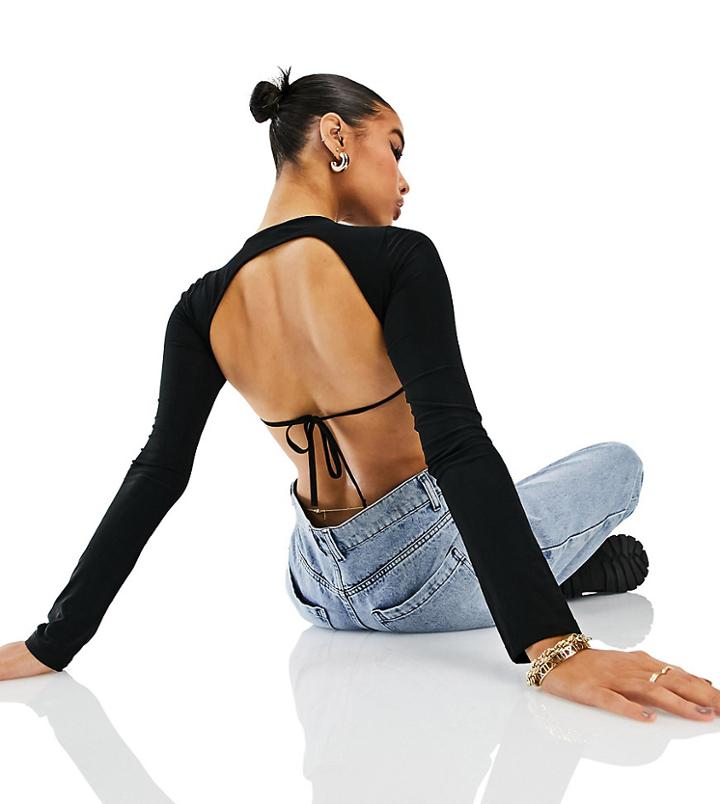 Asyou Open Back Top In Black