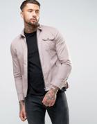 Religion Regular Fit Shirt With Zip Through Front In Cotton Twill - Gr