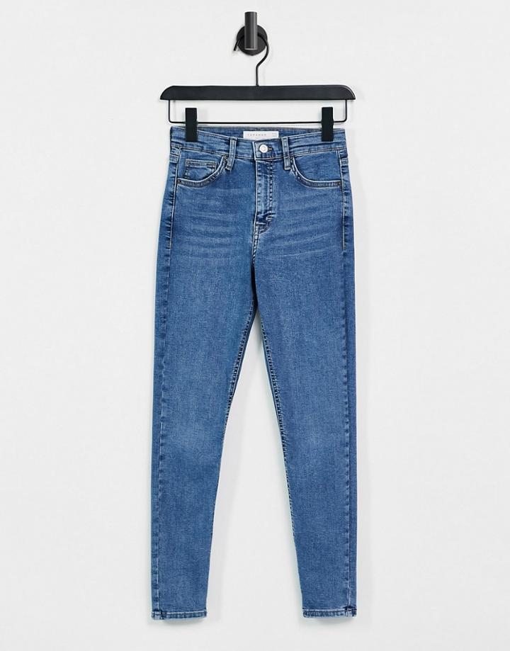 Topshop Jamie Jeans In Mid Wash-blues