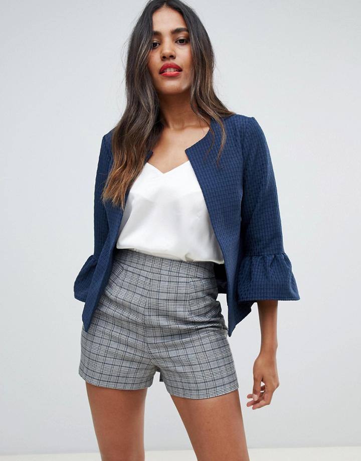 Vila Peplum Sleeve Blazer - Navy