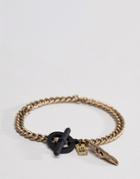 Icon Brand Gold Chain Bracelet With Matte Black T Bar - Gold