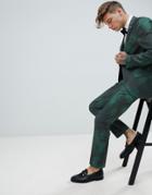 Twisted Tailor Super Skinny Suit Pants With Leaf Print - Green