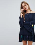 Surf Gypsy Navy Tassel Beach Cover Up - Navy