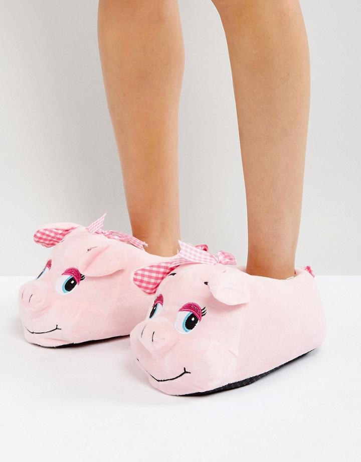 Loungeable Pink Pig 3d Slippers - Pink