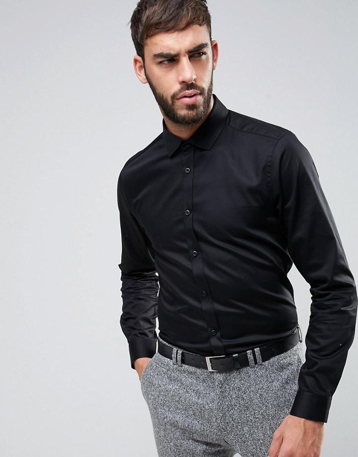 Asos Regular Fit Egyptian Cotton Shirt In Black - Black