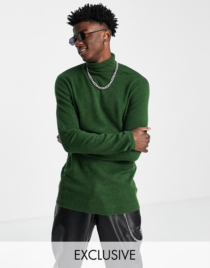 Reclaimed Vintage Inspired Roll Neck Sweater In Green