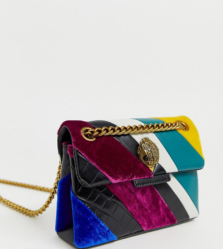 Kurt Geiger Mini Kensington Leather Contrast Stripe Cross Body Bag With Chain - Multi