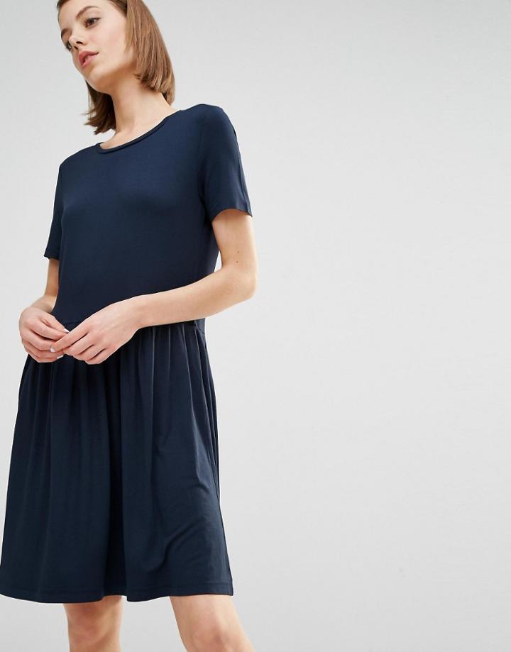 Selected Alice Short Sleeve Pleated Skirt Dress - Dark Sapphire
