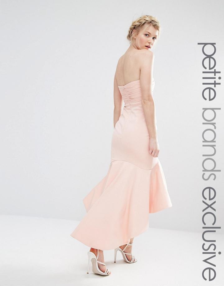 Jarlo Petite Bandeau Cutout Midi Dress With Fishtail Detail - Nude