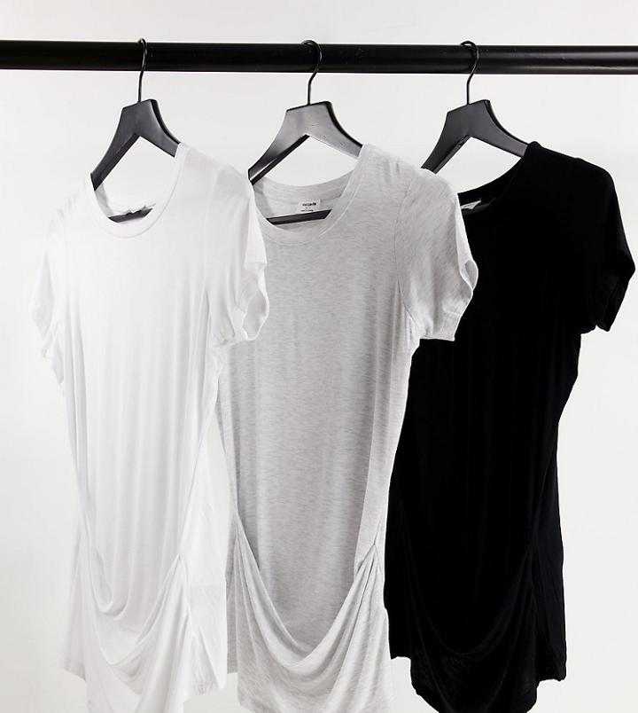 Cotton: On Maternity 3-pack Wrap Front Short Sleeve Tops In Multi