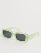 Asos Design Rectangle Sunglasses In Glow In The Dark Green