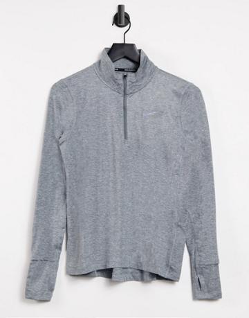 Nike Running Element Dri-fit Half-zip Long Sleeve Top In Gray