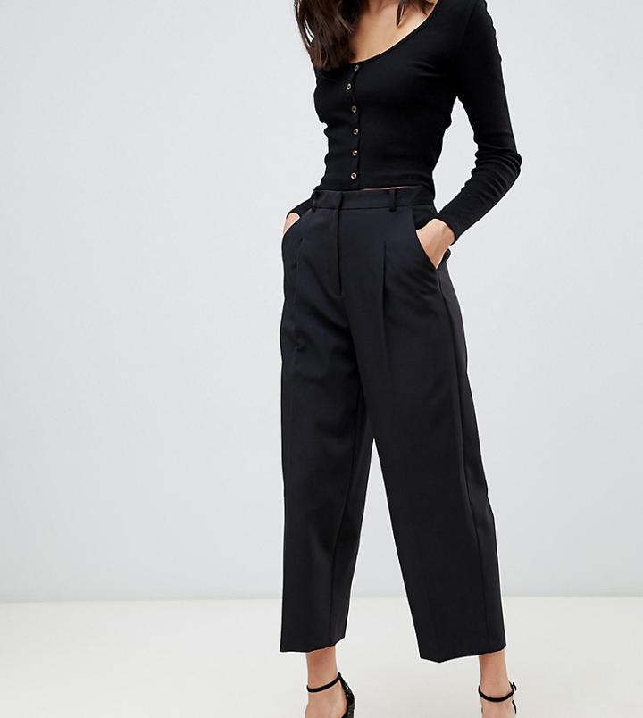 Miss Selfridge Cropped Barrel Leg Pants In Black