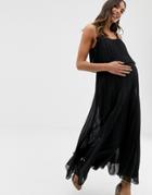 Asos Design Maternity Pleated Crop Top Jumpsuit - Black