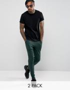 Asos Roll Sleeve T-shirt/super Skinny Jogger 2 Pack Black/green Save - Multi