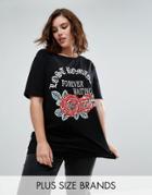 Pink Clove Placement Print T-shirt - Black