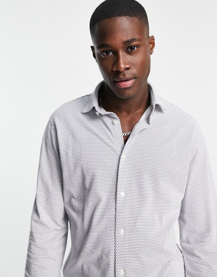 Selected Homme Long Sleeve Stripe Shirt In White
