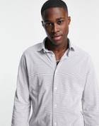 Selected Homme Long Sleeve Stripe Shirt In White