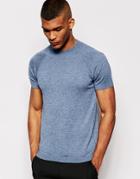 Asos Muscle Fit Knitted T-shirt In Merino Wool Mix - Blue Marl